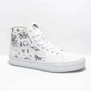 Vans Sk8-Hi Tapered Unidentified U-Paint White Skate Shoes, Alien Desert Design